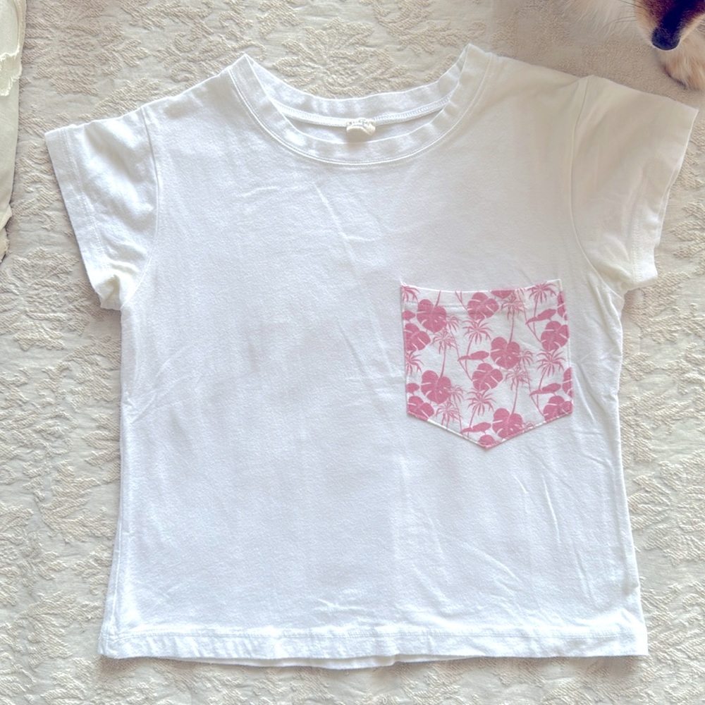 Brandy Melville John Galt crop top with pocket  floral pink pattern